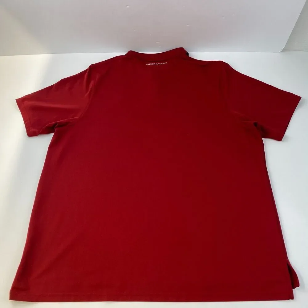 Under Armour Heatgear Loose Golf Polo Shirt Men's Size 2XL  Red Stretch Comfort - Picture 3 of 15